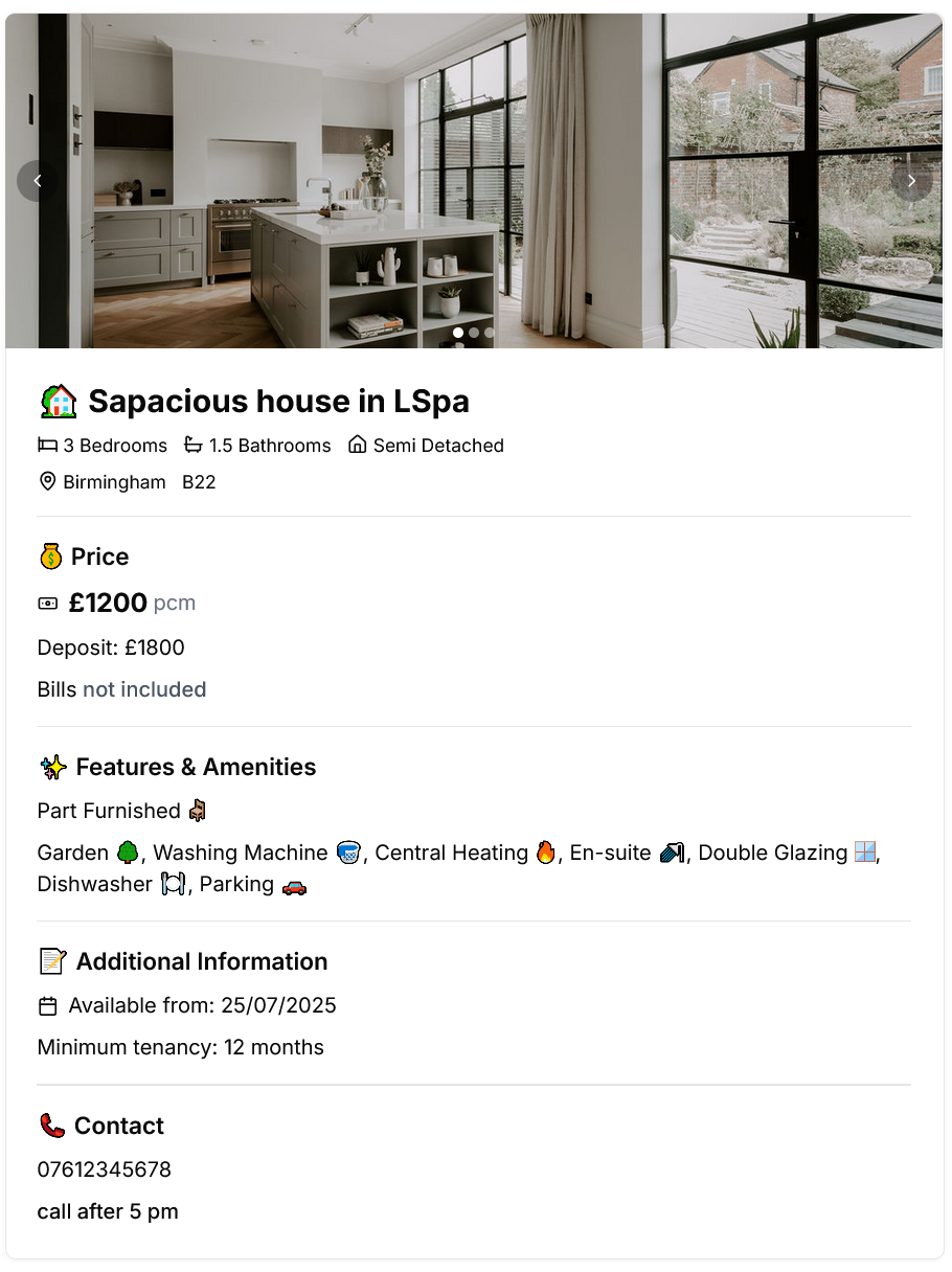Example of an effective listing